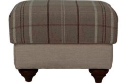 Heart of House - Argyll Checked - Fabric Footstool-Mink/Cream